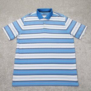 Nike Golf Polo Shirt Mens XL Blue/White Tour Performance Polyester Stretch S/S